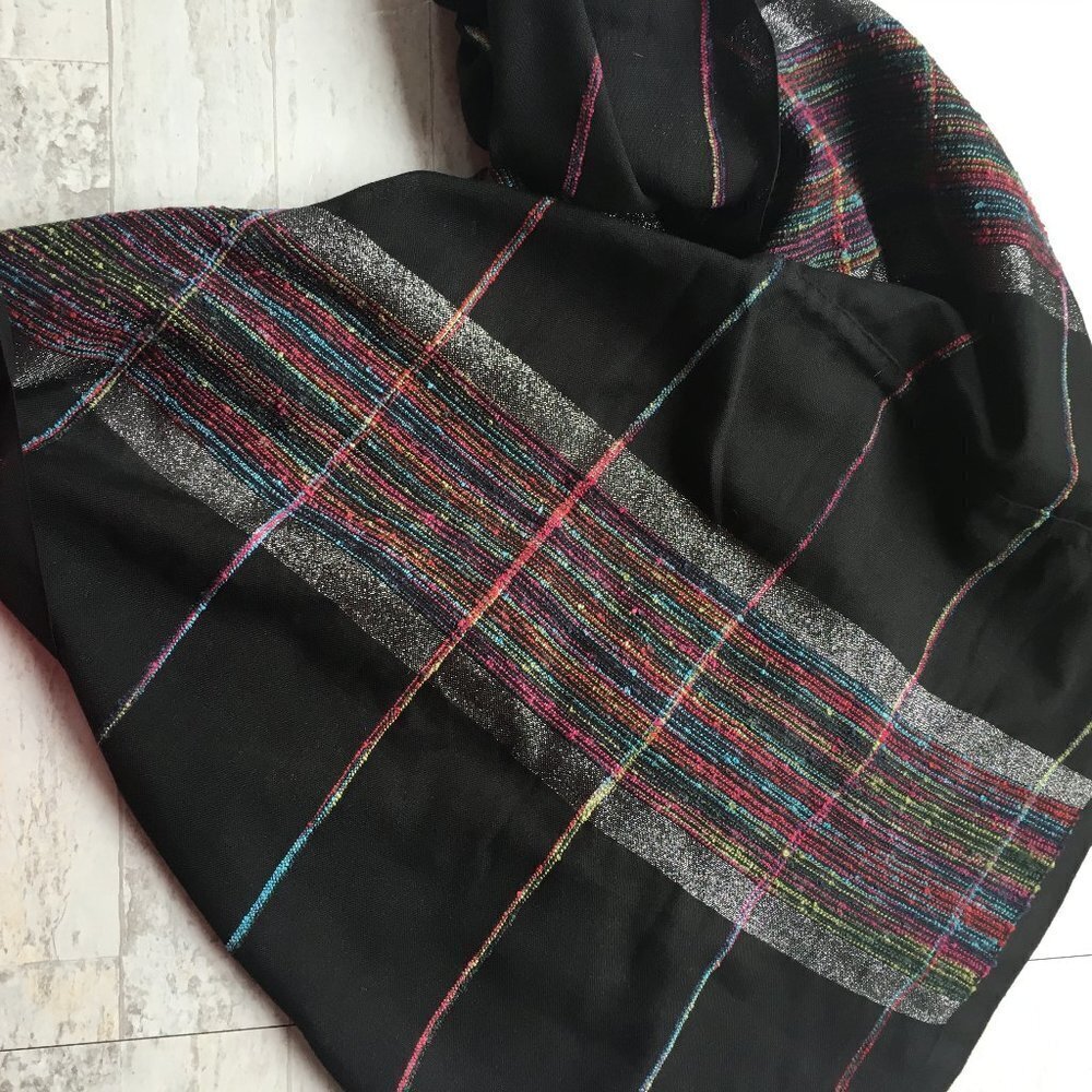 Infinity Scarf Multicolor Black Rainbow Wrap Accessory
